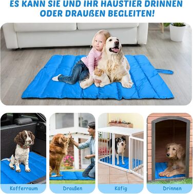 Водонепроникний килимок для собак Lohofrnny 110 x 68 см - м'який, зручний, для подорожей, кемпінгу, вологостійкий (оливковий, блакитний)