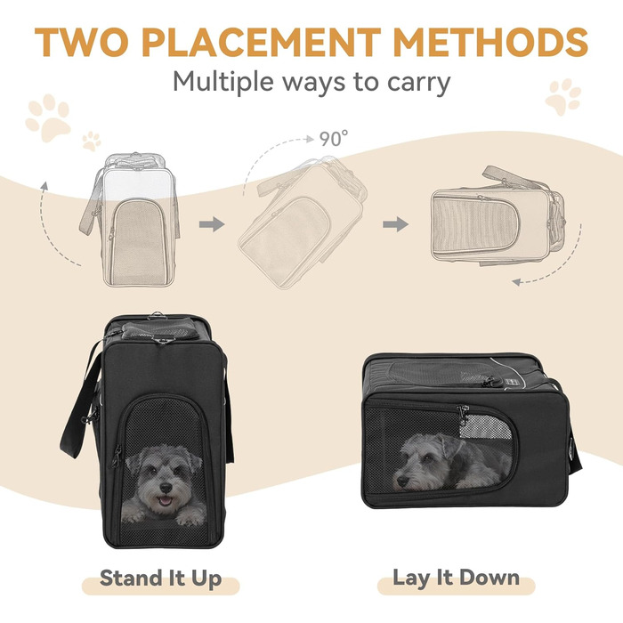 Транспортна сумка для собак та котів Petsfit 55x40x23, авіаперельоти, авто, поїзд | Чорний колір