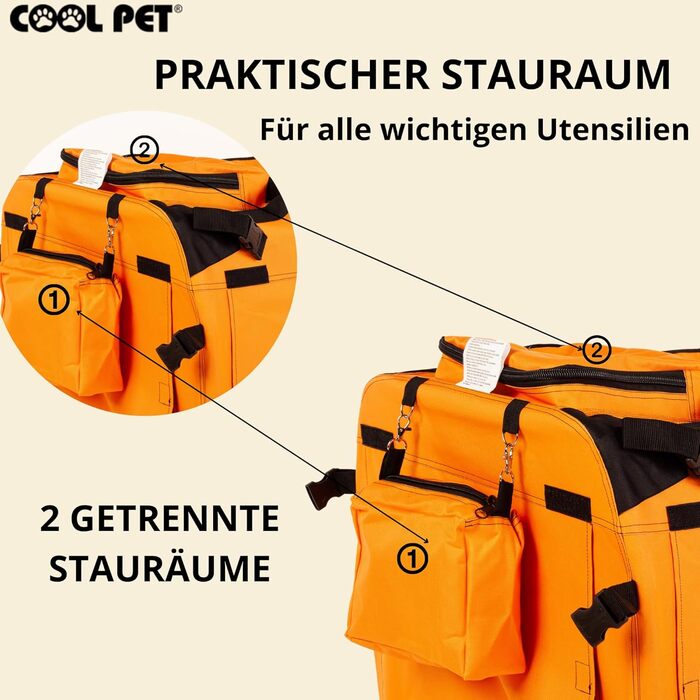 Органайзер для собак 91х64х64 см 2XL, переноска, клітка, коробка для собак, автопереноска, складана переноска (оранжева)