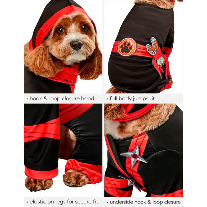 Костюм ніндзя Рубіс: милий та кумедний костюм для домашнього улюбленця, комбінезон з капюшоном, для тематичних вечірок та Хелловіну, розмір M