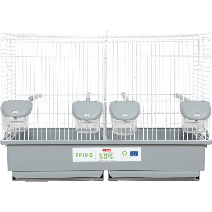 Клітка для птахів Zolux Primo 57, біло-сіра, 57x31x41 см
