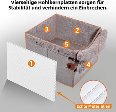 Автокрісло для собак - велике, чорне/сіре, з кишенями та поворотком, для собак середніх та великих порід