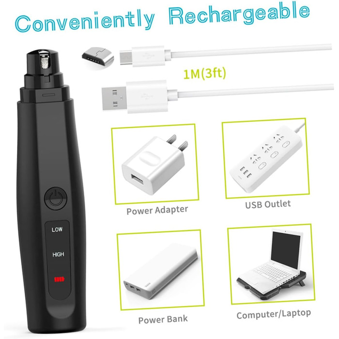 Електричний триммер для нігтів Milisten для собак та котів. Безпечний, тихий, з алмазним покриттям, довговічний