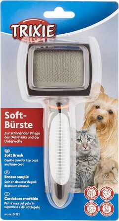 Набір TRIXIE: м'яка щітка для грумінгу та іграшка-м'ячик з ласощами для котів, пластик