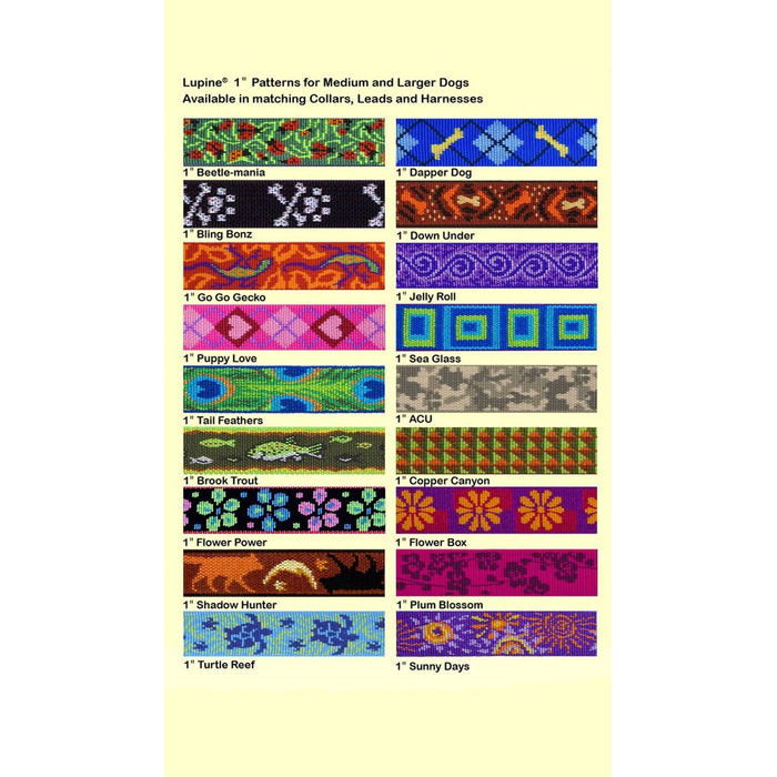 Шлея для великих собак Lupine Turtle Reef, 2,5 см, регульована, з візерунком