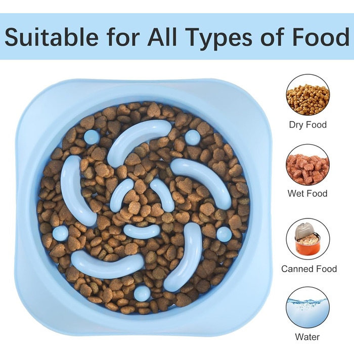 Миска для собак MateeyLife Slow Feeder - повільна годівниця, синій/темно-синій, середня