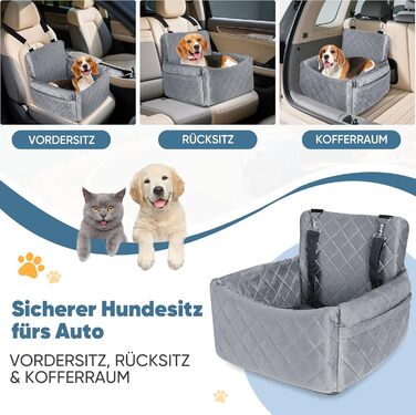 Автомобільний лежак для собак, кріплення на заднє сидіння, з ременями безпеки та кишенею для зберігання, 45x40x34 см