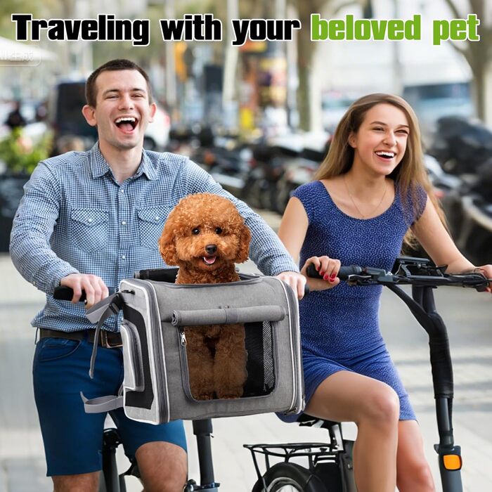 Фарбований корзинка для собак на велосипед, розкладний та розширюваний, 4-в-1, сіра. Підходить для котів та собак до 10 кг