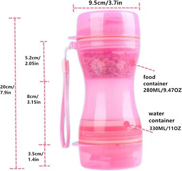 Водяна пляшка для собак з дозатором води та контейнером для корму, ідеальна для прогулянок та подорожей