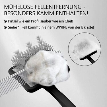 Набір для грумінгу собак великих порід Slicker Bürste Hund – 3 частини: щітка Slicker, гребінець для підшерстка та гребінець з нержавіючої сталі. Підходить для довгошерстих собак та котів (золотистий ретрівер, лабрадудль, пудель). Чорний колір.