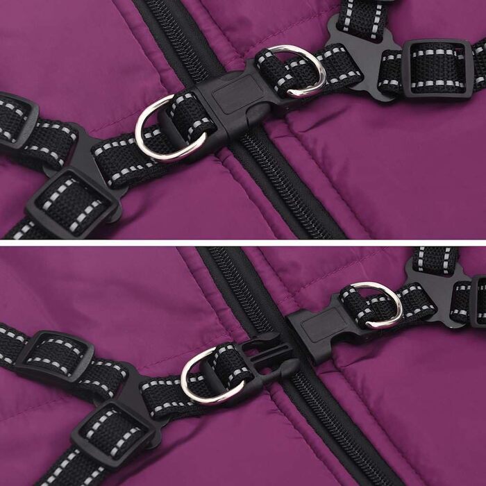 Водонепроникний теплий дощовик для собак з шлейкою, тепла куртка для собак, дощовик для цуценят з шлейкою (L68, фіолетовий)