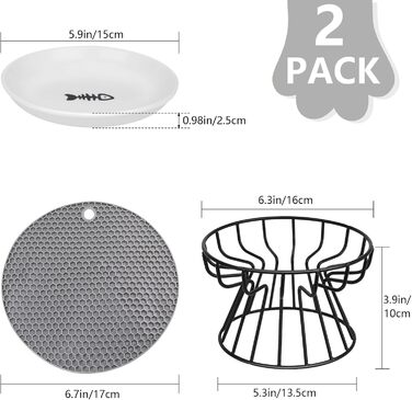 Підвищені годівниці для котів Katzennapf Erhöht - 2 шт. Керамічні миски з підставкою, захист шиї, для корму та води