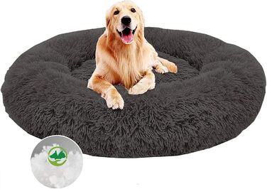 М'яке ліжко для собак Haoye, кругла подушка для домашніх тварин, ліжко-донат для котів та собак, миється, зручне ліжко для котів та собак (діаметр 50-120см / 7 розмірів), діаметр 70см (Чорний, діаметр 50см)