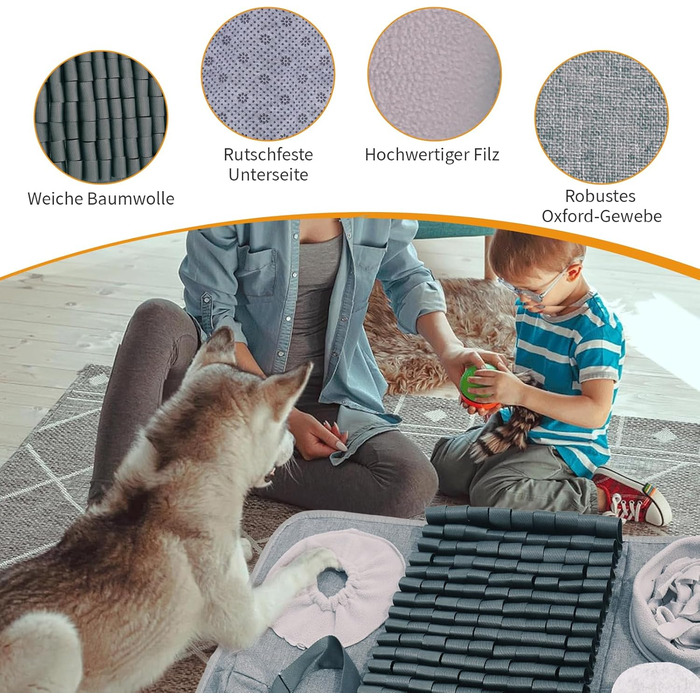 Килимок для собак SchnüFfelteppich, миючий, для тренувань та повільного годування, сірий (66 x 42 см)