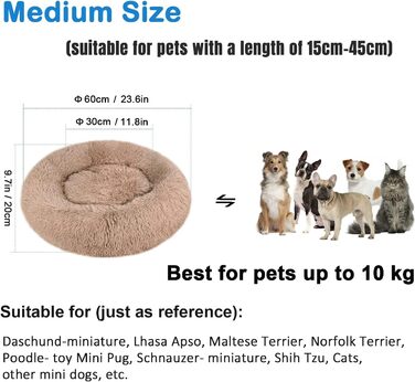 Зручне заспокійливе ліжко для собак середнього розміру, миється, Anti-Angst, ліжко-пончик, розкішне, тепле, м'яке, покращений сон, дивовижне ліжко для котів, затишне, з антиковзною основою
