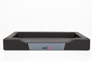 Лежак для собак Delux XXL 120x80 см, чорний, штучна шкіра та міцний кордура