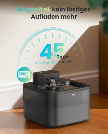 Бездротовий фонтан-поїлка для котів Oneisall 2.2л з датчиком руху, ультратихий (20дБ), PP/ABS