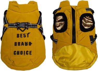 Теплий водонепроникний одяг для собак, зимова жилетка, куртка, сніговик для собак з міцним шлейкою для холодної зими, блакитний, 3XL (S, жовтий)