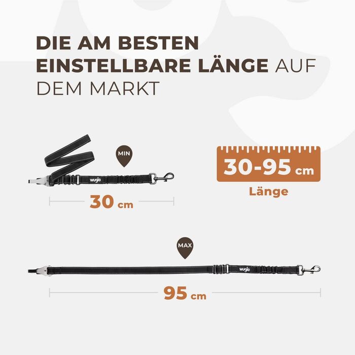 Автогурт для собак Wuglo 30-95см: безпечний кріплення для автокрісла, універсальний, чорний