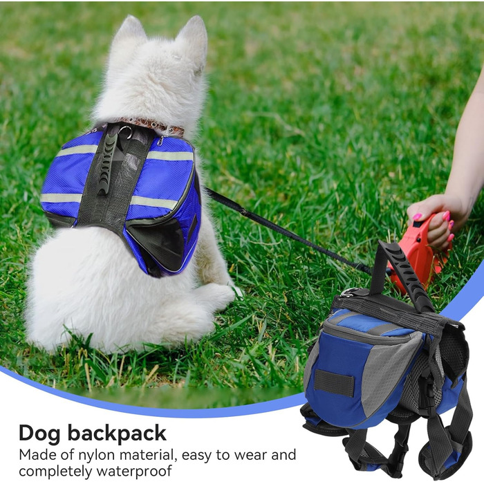 Рюкзак для собак Cyrank: набір посуду, жилет, сумка для спорядження, рюкзак для подорожей з відбиваючими смугами. Підходить для собак середніх розмірів (S)