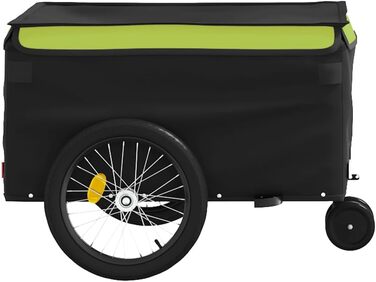 Причіп для собак, вантажний причіп для тварин, велосипедний причіп чорного та зеленого кольору (30 кг, залізо). Для покупок, відпочинку, велопоїздок. Швидка установка.
