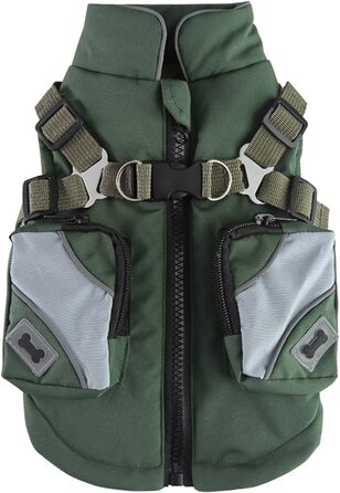 Зимня куртка для собак, тепла флісова підкладка, водовідштовхувальна та вітрозахисна, для маленьких, середніх та великих собак (L, Зелений)