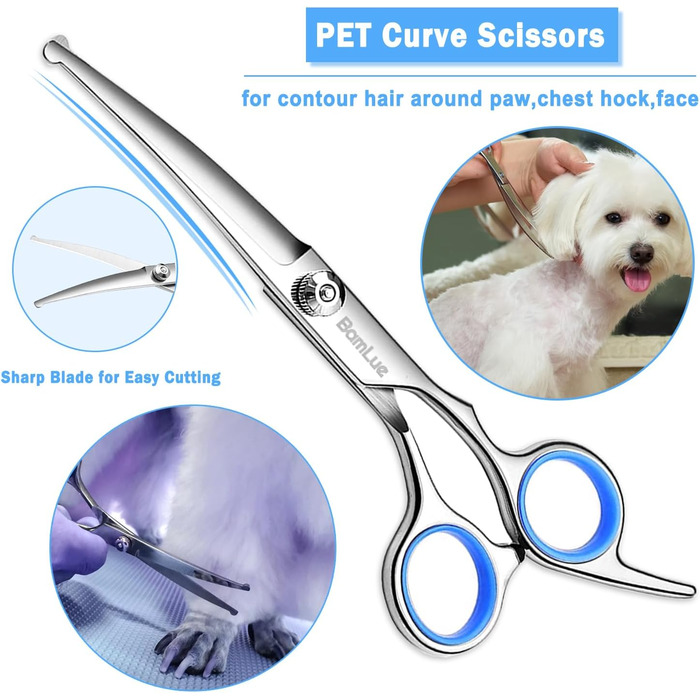 Набір професійних ножиць для грумінгу собак та котів, нержавіюча сталь, для довгого та короткого волосся