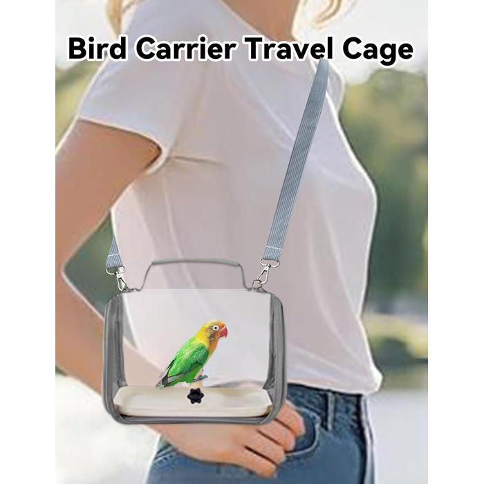 Транспортний бокс для птахів Gxdamxz з дерев'яним штиком та підносом, клітка для хвилястих попугаїв/попугаїв/дрібних тварин, 27x20x20 см