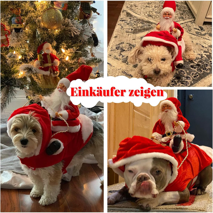 Костюм Санти для собак та котів, преміум-якість, червоний, для святкування Різдва. Розміри: S (обхват шиї 26-30 см, обхват грудей 33-47 см)