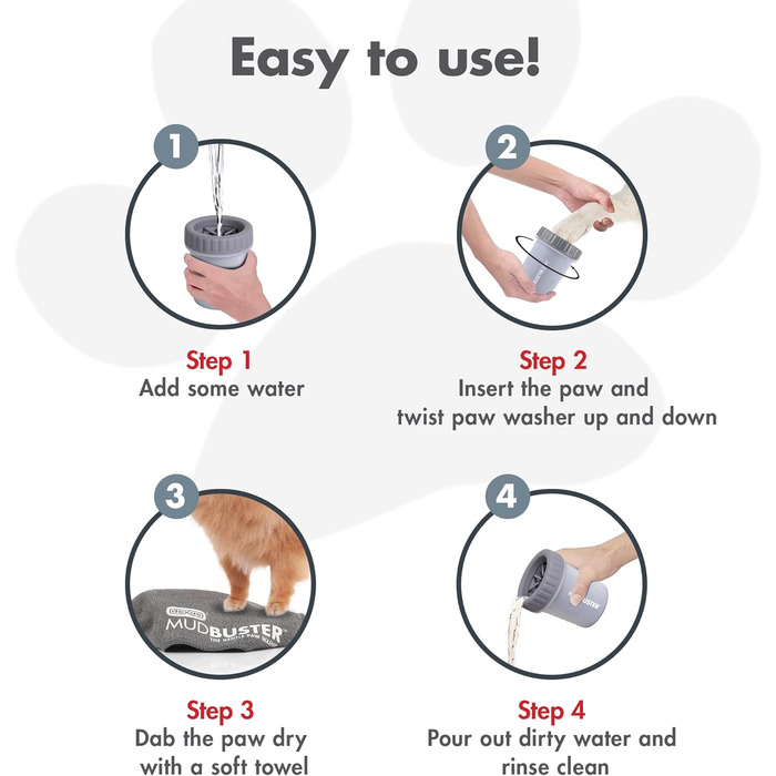 Dexas MudBuster: портативний очищувач лап для собак, аксесуар для догляду за тваринами, розмір S, сірий