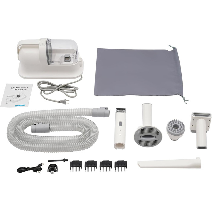 Професійна машинка для стрижки собак з пилососом, набір для догляду за тваринами, 11800Pa, тиха, 3-в-1, видалення шерсті