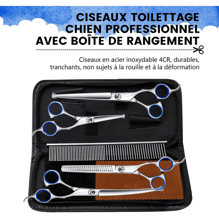 Набір для грумінгу собак: професійна шерстьрізка з нержавіючої сталі 4CR, гребінець, для догляду за шерстю