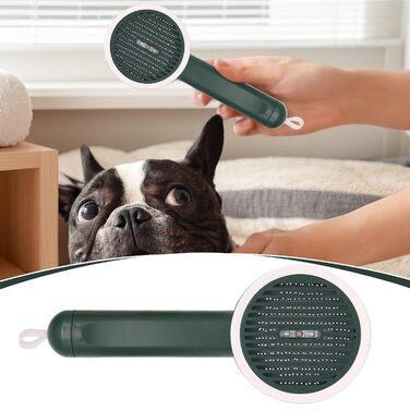 Щітка Slicker для собак та котів | Гребінець для кошенят | Ергономічна щітка з функцією UV та кнопкою випуску шерсті для щоденного догляду за тваринами, зелена