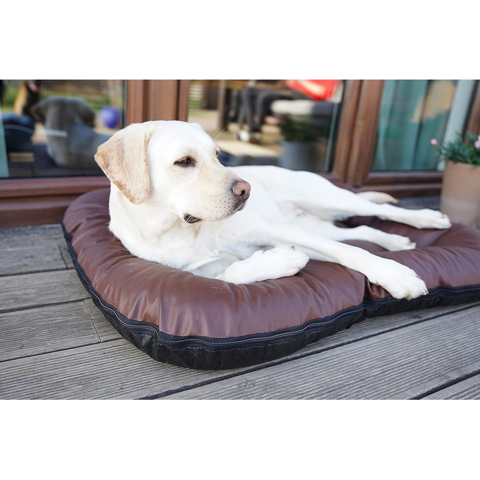 Ліжко для собак середніх порід 4L Textil Ella з штучної шкіри, водонепроникний матрац (90x70 см, коричневий)