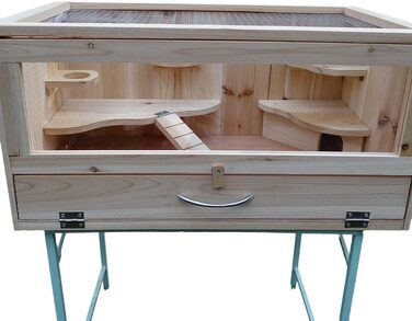 Клітка для хом'яків Mucola 60x35x30 см: дерев'яний загон для гризунів, мишей та щурів