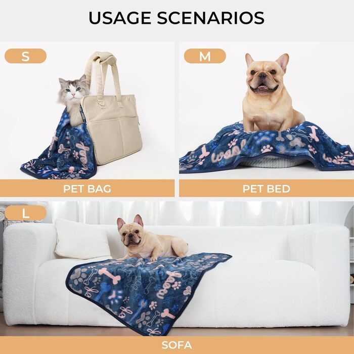 М'яка ковдра для собак та котів Luciphia: 3 шт. у наборі, 104*76 см, фліс, тепла, для дому та подорожей