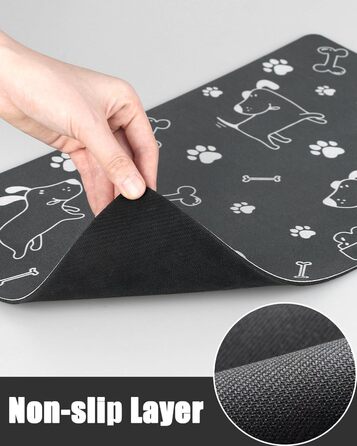 Нековзна килимок під миску для собак та котів: чорний, 40x60 см. Швидковисихаючий, легко миється. Килимок для годівлі тварин