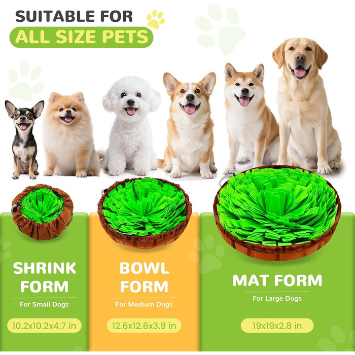 Schnüffelmatte для собак великих порід та силіконова липка поверхня, інтерактивна іграшка-головоломка, щоб зайняти, розвинути когнітивні навички та повільне годування. Комплект: 2 килимки для нюхання (76,2 x 45,7 см та 48,3 x 48,3 см) + 1 липка поверхня (