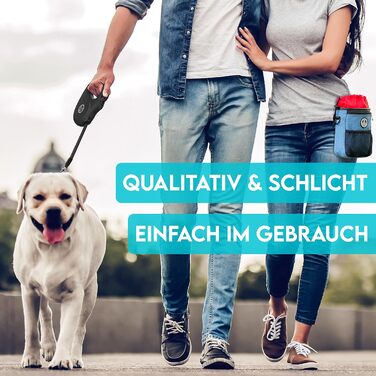 Витяжна поводок для собак HUND IST KÖNIG 8м | Для малих та великих собак до 50кг | Зручний хват, міцний | Чорний