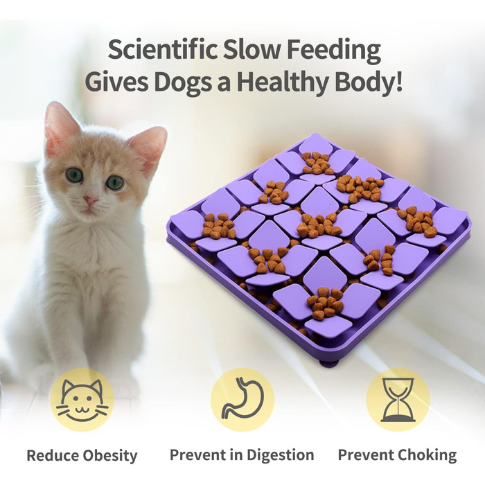 Килимок для повільного годування Hund & Katze Bowite з силікону для котів та маленьких собак, фіолетовий