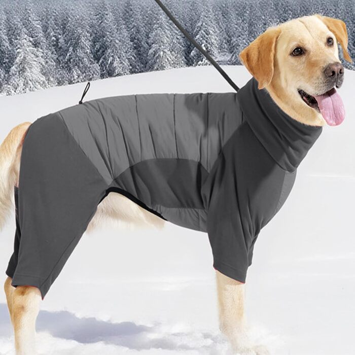 Водонепроникний зимовий одяг для собак: теплий зимовий теплий одяг з високим коміром для маленьких та середніх собак, прогулянки, туризм, кемпінг (Сірий M)