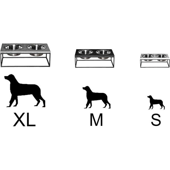 FEEDO - годівниця для собак з бетону | Подвійний миска | Аксесуари для собак (S, світло-сірий)