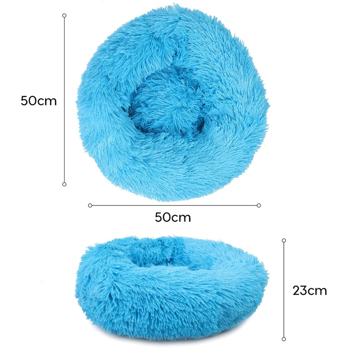 М'яке ліжко для собак та котів Donut 50 см - блакитне, для маленьких та середніх порід