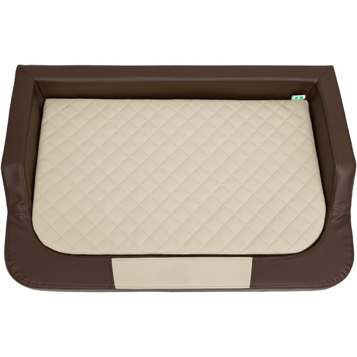 Ортопедичний лежак для собак MEDICO Lux ÖKOLEINEN, 75x50x15 см - лежак для маленьких, середніх та великих собак, водонепроникний, ергономічний, коричневий з бежевим