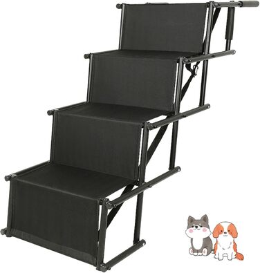 Сходинки для собак у машину: 4 сходинки, авторампа, вантажопідйомність 75 кг, для захисту суглобів, сірий колір