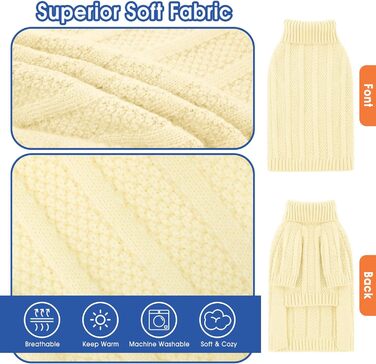 Теплий в'язаний пуловер для собак маленьких порід Queenmore (S, слонова кістка)