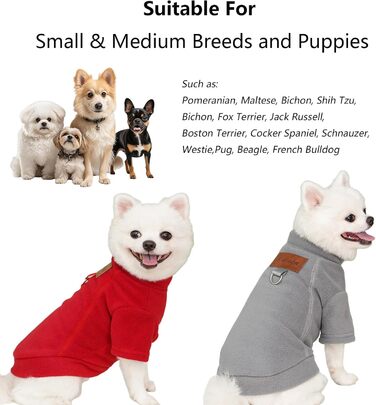 Флісові пуловери для собак (2/3 шт.) - теплі, м'які, з ролетним коміром, для маленьких собак, кошенят, тепла зимова одяг для домашніх тварин (A-Сірий, Червоний, L)