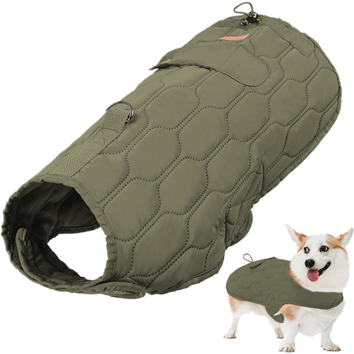 Зимовий теплий одяг для собак - тепла вітрозахисна жилетка для собак, одяг для собак на холодну зиму, зручна куртка для маленьких, середніх та великих собак (зелений)
