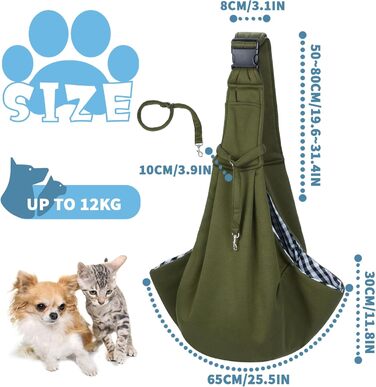 Сумка-переноска для домашніх тварин, регульована переноска для собак, реверсивна переноска для маленьких собак до 7 кг, переноска для собак, переноска для собак для прогулянок та активностей на відкритому повітрі (зелена)