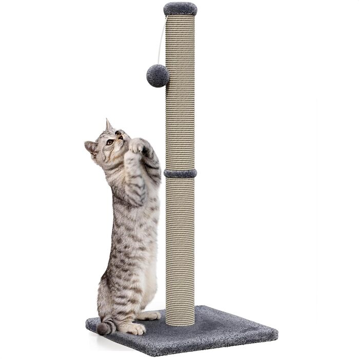 Котячий будиночок-когтеточка Avalo з іграшкою - 36x36x74 см - Темно-сірий